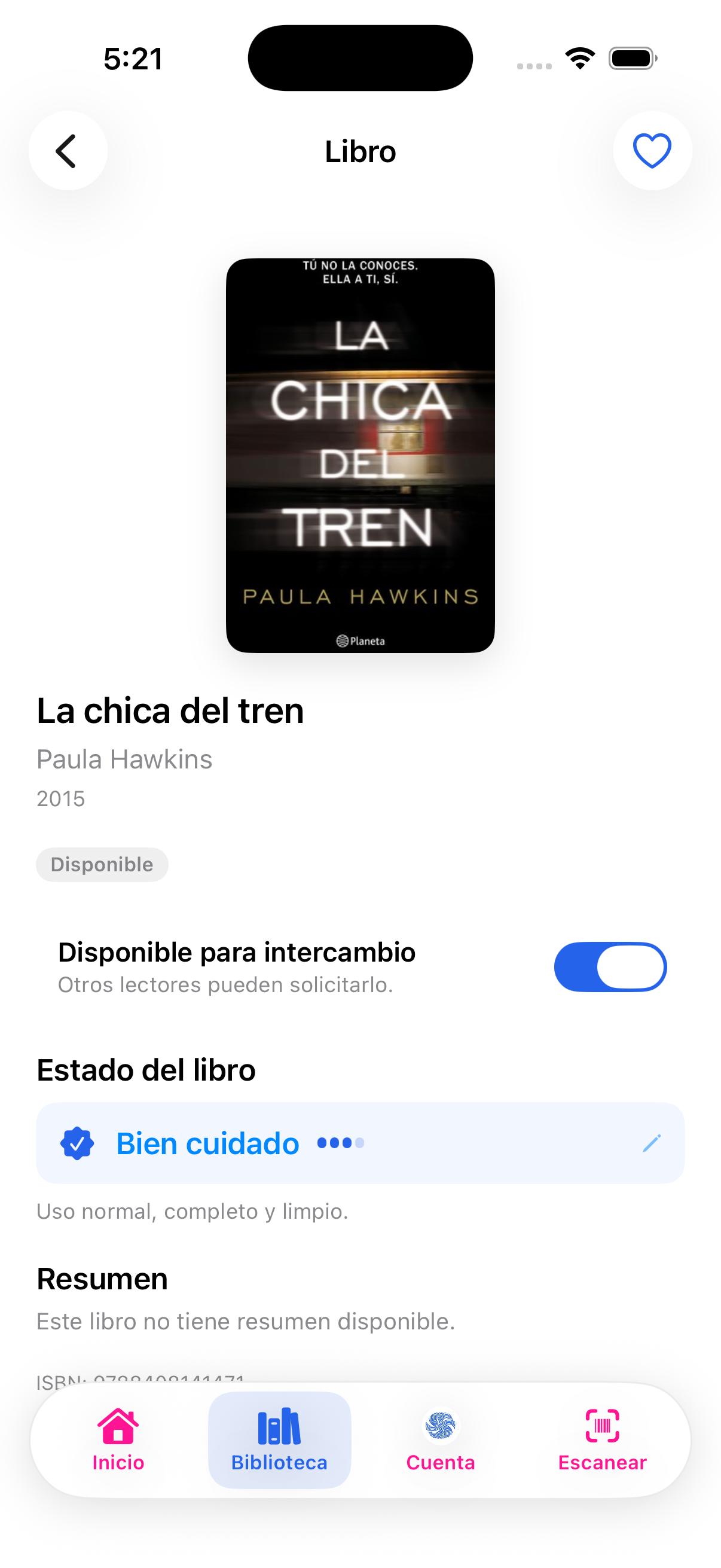 Detalle de un libro